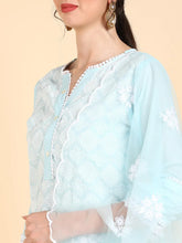 Women Blue Poly Silk Embroidered Straight Kurta Sharara Set With Dupatta-PKSKD1402_XXL